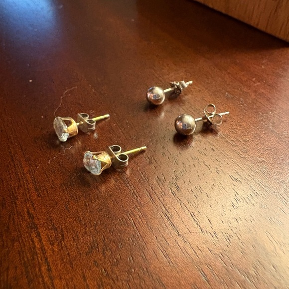 Chic Gold and Silver Stud Earrings - Picture 1 of 2